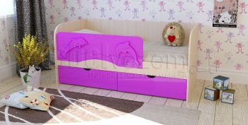 Друзья Кровать детская 2 ящика 1.6 Фиолетовый глянец в Верх-Туле - verh-tula.mebel54.com | фото