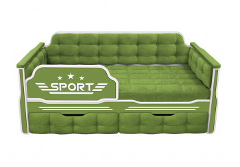 Кровать 160 серии Спорт 2 ящика 76 Зелёный (мягкие боковые накладки) в Верх-Туле - verh-tula.mebel54.com | фото