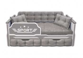 Кровать 190 серии Спорт 2 ящика 45 Серый (подушки) в Верх-Туле - verh-tula.mebel54.com | фото