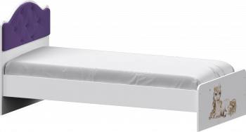 Кровать Каспер с мягкой спинкой и фотопечатью (800х1900)Белый/Фиолетовый в Верх-Туле - verh-tula.mebel54.com | фото