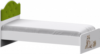 Кровать Каспер с мягкой спинкой и фотопечатью (800х1900)Белый/Лайм в Верх-Туле - verh-tula.mebel54.com | фото