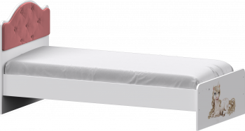 Кровать Каспер с мягкой спинкой и фотопечатью (900х1900)Белый/Светло-розовый в Верх-Туле - verh-tula.mebel54.com | фото