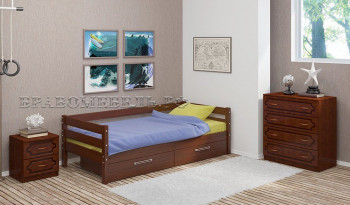 Кровать одинарная ГЛОРИЯ из массива сосны  900*2000 (Орех) в Верх-Туле - verh-tula.mebel54.com | фото
