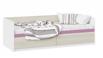 Кровать «Сканди» с 2 ящиками Дуб Гарден/Белый/Лиловый в Верх-Туле - verh-tula.mebel54.com | фото
