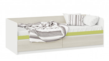 Кровать «Сканди» с 2 ящиками Дуб Гарден/Белый/Зеленый в Верх-Туле - verh-tula.mebel54.com | фото