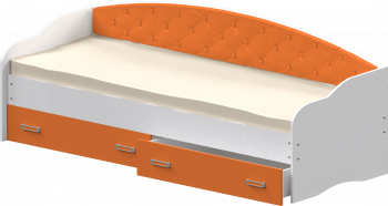 Кровать Софа-7 с мягкой спинкой (800х1900) Белый/Оранжевый в Верх-Туле - verh-tula.mebel54.com | фото