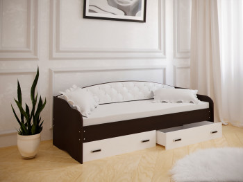 Кровать Софа-7 с мягкой спинкой (800х2000) Венге/ Белый в Верх-Туле - verh-tula.mebel54.com | фото