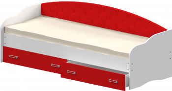 Кровать Софа-8 с мягкой спинкой (900х2000) Белый/Красный в Верх-Туле - verh-tula.mebel54.com | фото