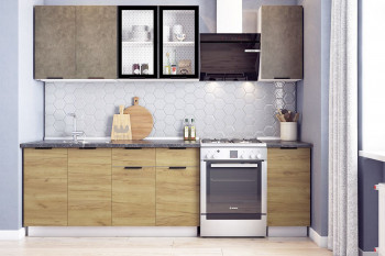 Кухонный гарнитур Стоун 2.0 (белый/камень темно-серый/акация светлая) в Верх-Туле - verh-tula.mebel54.com | фото