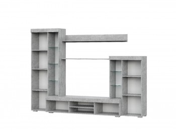 Мебель для гостиной МГС 5 Цемент светлый / Белый в Верх-Туле - verh-tula.mebel54.com | фото