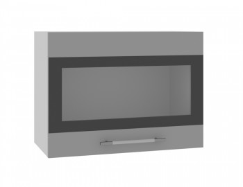 Норд ШВГС 600 Шкаф верхний горизонтальный со стеклом (Софт черный/корпус Белый) в Верх-Туле - verh-tula.mebel54.com | фото