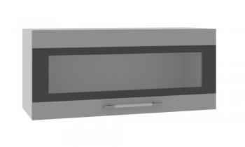 Норд ШВГС 800 Шкаф верхний горизонтальный со стеклом (Софт черный/корпус Белый) в Верх-Туле - verh-tula.mebel54.com | фото