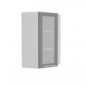 Норд ШВУС 600Н Шкаф верхний угловой (премьер) высокий (Софт черный/корпус Белый) в Верх-Туле - verh-tula.mebel54.com | фото