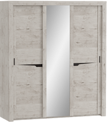 Шкаф трехдверный Соренто с раздвижными дверями Дуб бонифаций/Кофе структурный матовый в Верх-Туле - verh-tula.mebel54.com | фото
