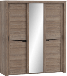 Шкаф трехдверный Соренто с раздвижными дверями Дуб стирлинг/Кофе структурный матовый в Верх-Туле - verh-tula.mebel54.com | фото
